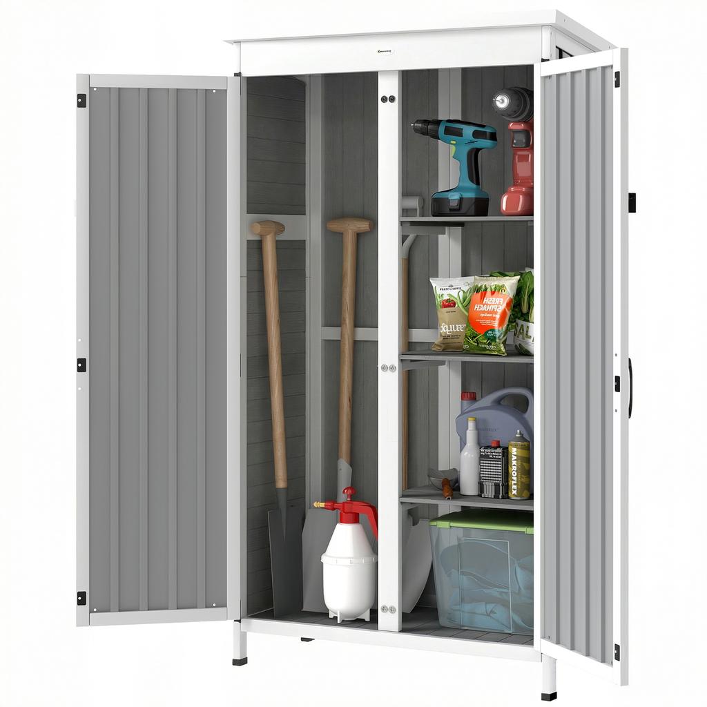Raised Garden House with 3 Removable Shelves, in Wood and Steel, 94x43x166 cm, Multicolor