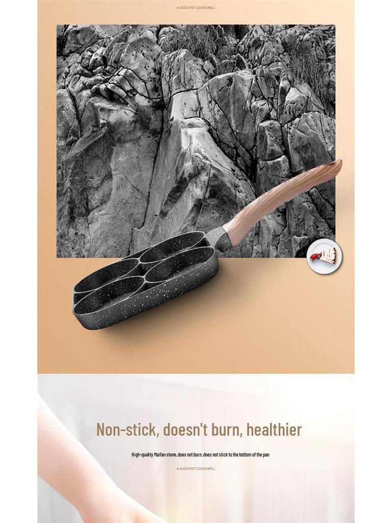 Maifan Stone Non-Stick Four-Hole Frying Pan for Eggs & Steak