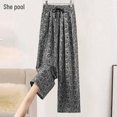 Women's Drawstring Elastic Waist Wide-Leg Pants