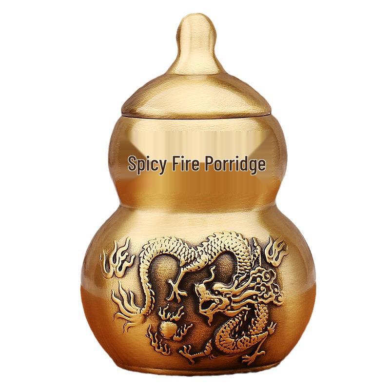 Brass Fire Dragon Gourd Desktop Ornament for Home and Kitchen Décor