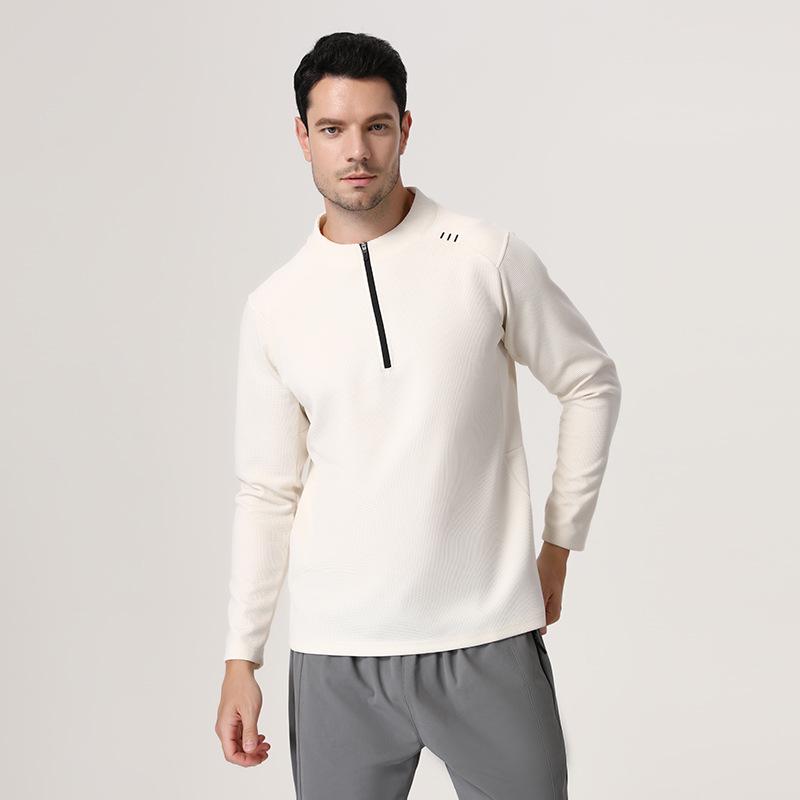 Lulu Style Men's Half-Zip Long Sleeve Quick-Dry Shirt: Breathable, Sweat-Wicking for Autumn & Winter Fitness, Cycling, Fishing, and Running.