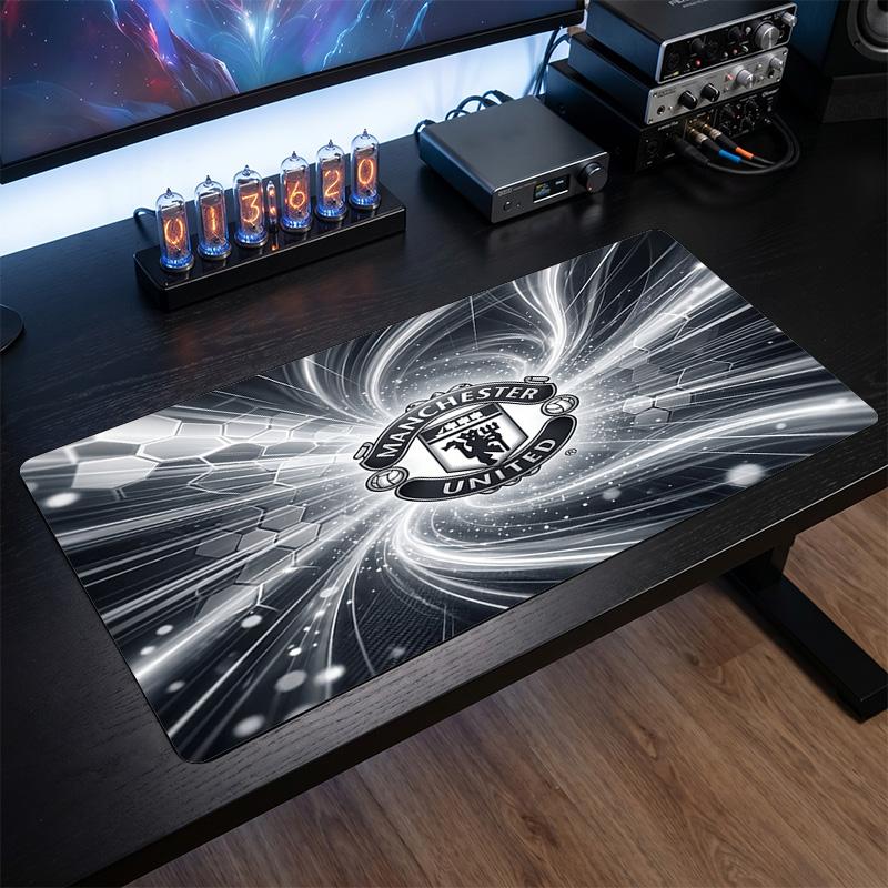 Alfombrilla de ratón grande impresa del Manchester United, alfombrilla de escritorio para gaming de goma suave antideslizante para decoración de oficina, portátil y ordenador