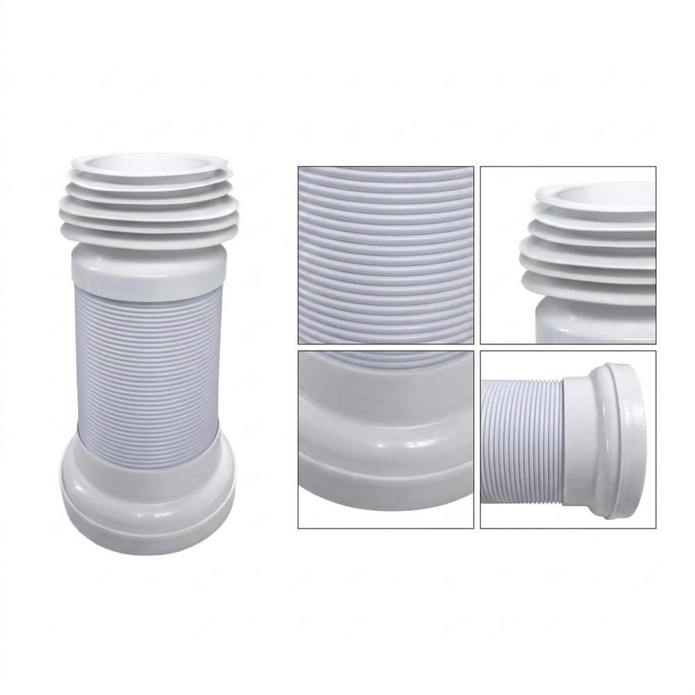 Reinforced Plastic Core with Elastic Rubber Sections Toilet Drain Pipe Connector for Stable Positioning and Leak Prevention