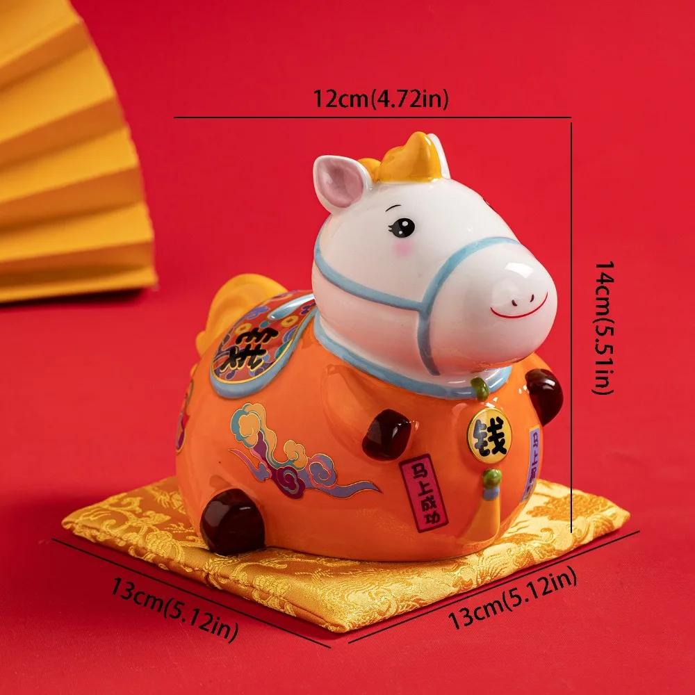 Ceramic Material Ceramic Horse Ornaments Horse Design Figurine Style Piggy Bank Piggy Bank Function Zodiac Theme New Year Gifts