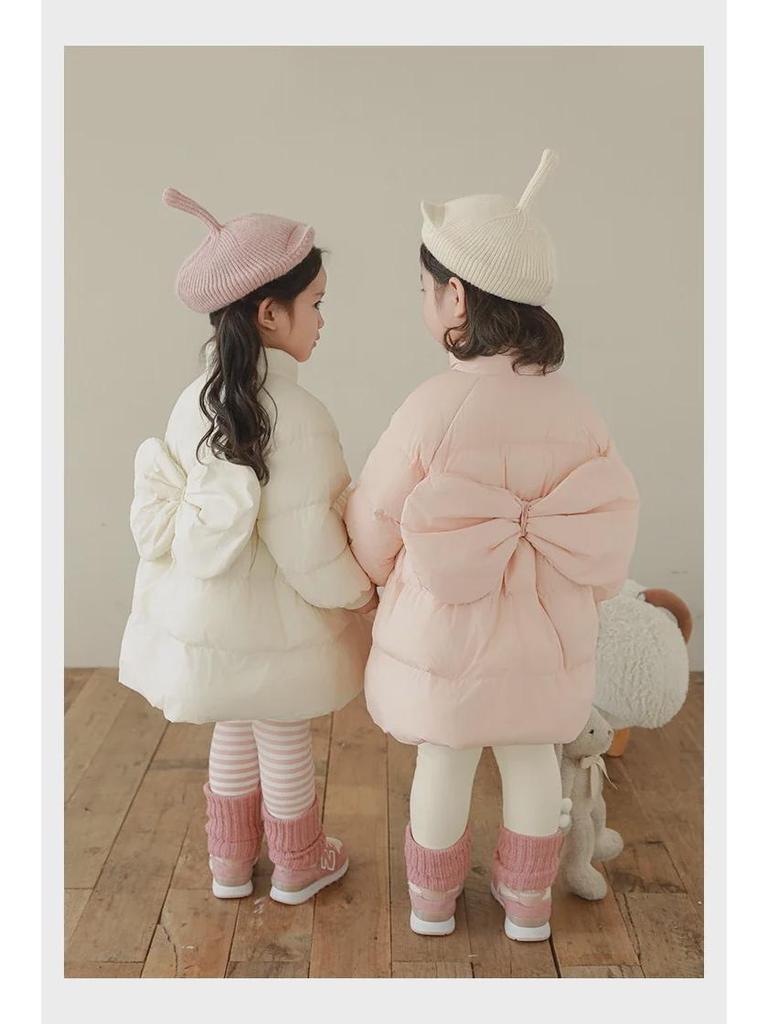 Wulibu Girls' Stylish Mid-Length Down Jacket with Ribbed Cuffs - 2025 Winter Collection