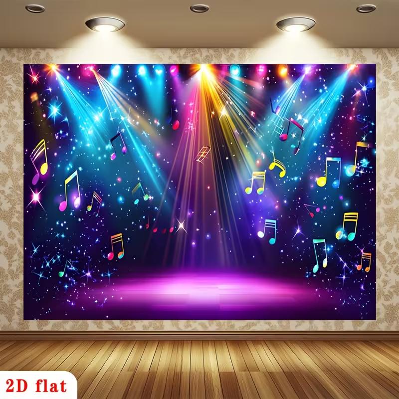 

Colorful Stage Spotlight Backdrop with Music Notes for Parties 47.2x31.5inch/120*80cm