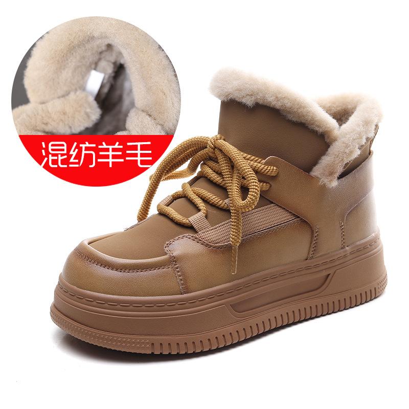 

Вовняні снігові чоботи на товстій підошві жіночі сезонні жіночі флісові теплі короткі чоботи жіночі повсякденні флісові потовщені універсальні жіночі 40