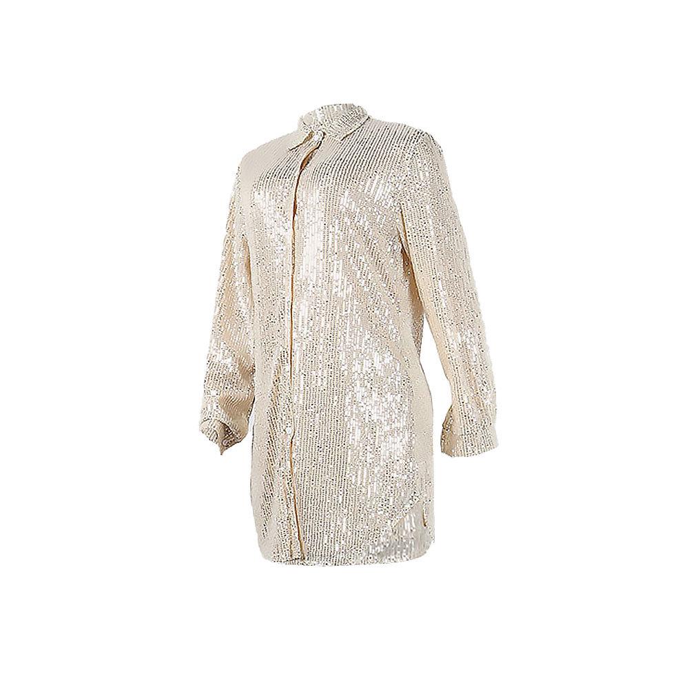 Stylish European & American Sequin Shirt Dress