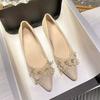 Bridal shoes single shoes are not tired women's wedding shoes 2025 spring and summer new French flowers bridesmaids pointed single shoes women