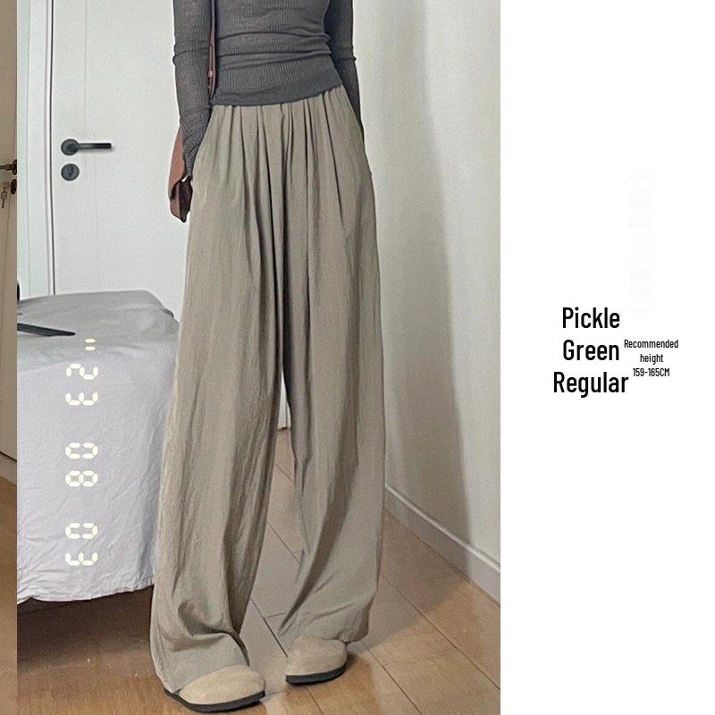 

Женские летние брюки Petite 145 с высокой талией, текстурированные, с широкими штанинами L (106-115 jin)