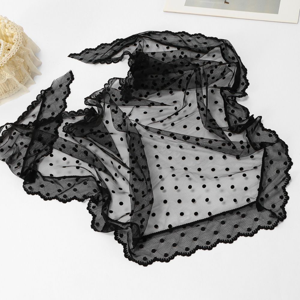 Vintage Style Triangle Scarf Polka Dot Head Scarf Elegant Bridal Veil Bridal Shoot