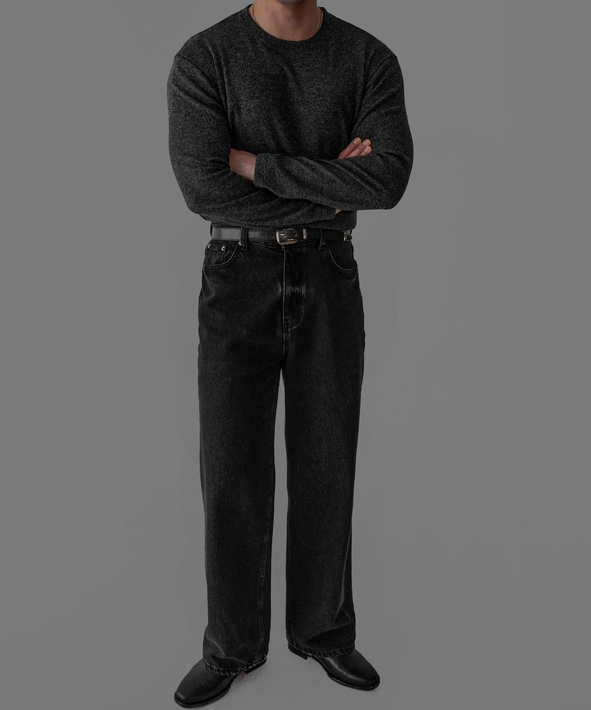 Baulopeulodeogteu Hairy Muscle Round Long Sleeve Knit Tee [Charcoal]