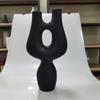Abstract Art Geometric Ceramic Vase, Black and White Irregular Flower Ware, Living Room, Office, Hall Countertop Decoration