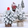 Snow Dusted Christmas Tree Desk Decoration With Wood 20cm Height For Living Room Bedroom Tabletop Decoration