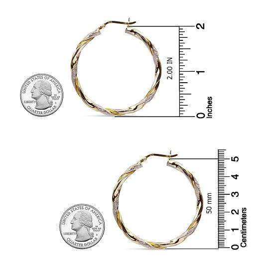 LeCalla 925 Sterling Silver Jewelry Two-Tone Italian Design Hoop Earrings for Women 50 MM