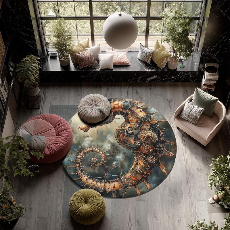 Seahorse,Round Area Rug,Carpet Rug for Living Room Bedroom Sofa Playroom Decor,Non-slip Floor Mat