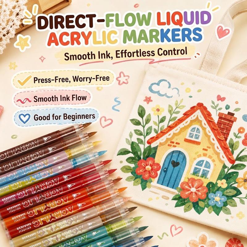 12 Colors Acrylic Markers Soft Brush Pen Tip 7 Color Systems For Drawing Anime Painting DIY Rock Halloween Gifts Art Supplies