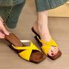 Square Head Open-toed Slope High-heeled Half-drag Vacation Beach with Women's Sandals