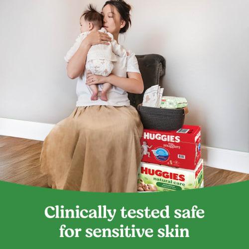 Sensitive Baby Wipes, Huggies Natural Care Baby Diaper Wipes, Unscented, Hypoallergenic, 99% Purified Water, 3 Refill Packs (624 Wipes Total) Packagin