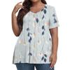 Tops femininos plus size, camisas de manga curta, gola em V, roupas casuais, estampas, tops