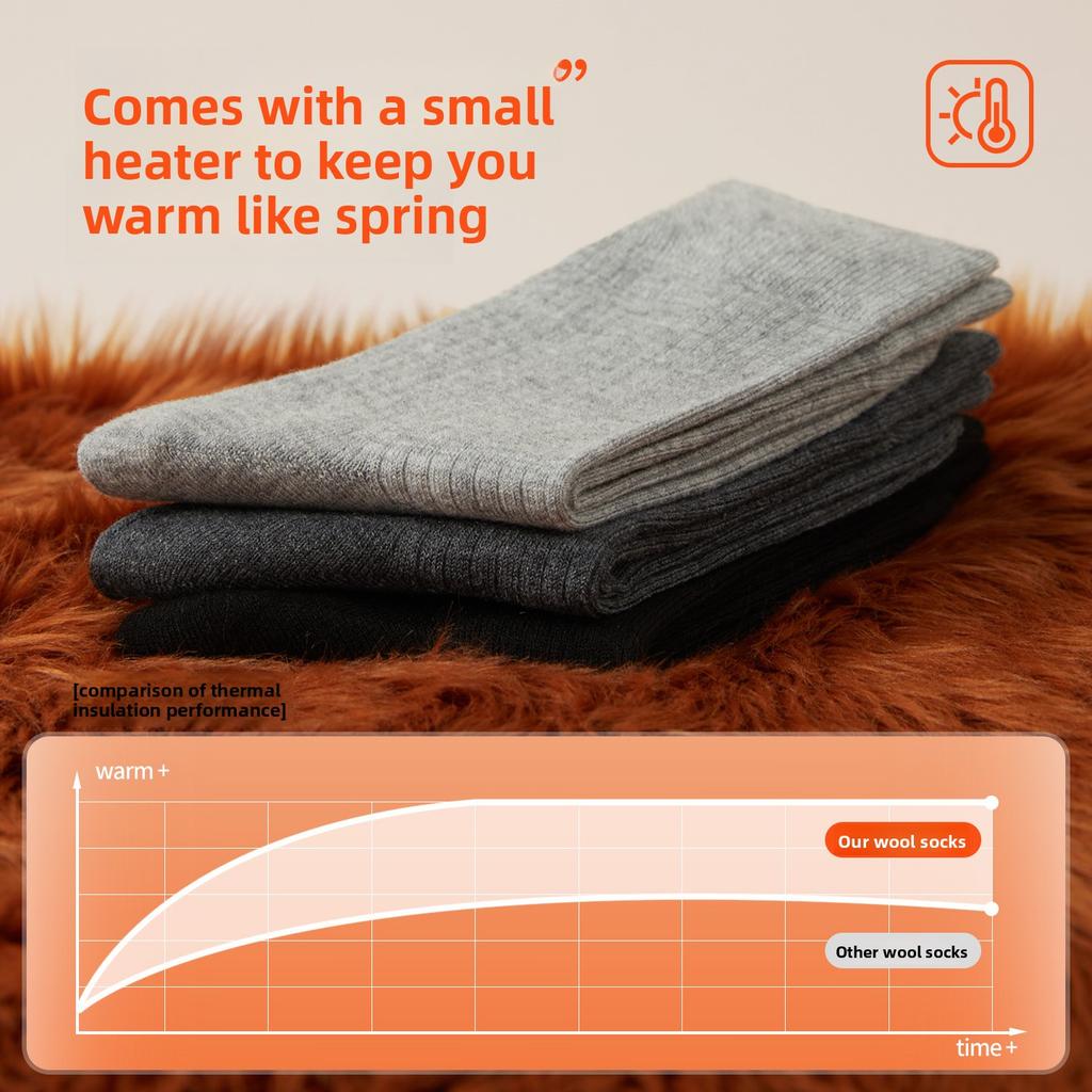 Wool Socks - Men's Thick and Warm Mid-calf Winter and Autumn Thermal Socks with Stretch, Soft and Comfortable, Anti-bacterial Feature.