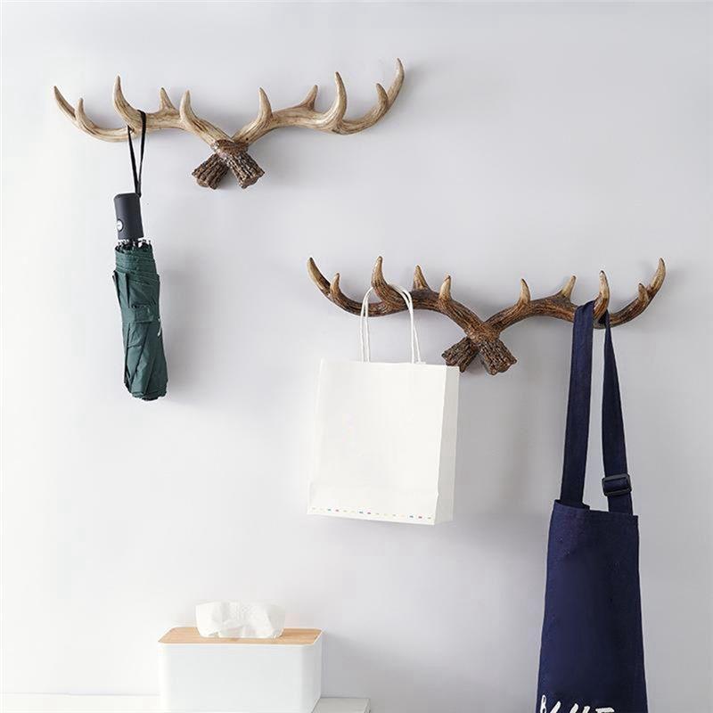 M-Modern-Vintage Deer Antlers Wall Hooks -28Cm Wall Mounted Clothes Hanger Coat Rack Key Holder For Decorative Wall Hook,B Easy