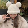 Adult Cartoon Bear Ear Shape Polyester Bucket Hat Fluffy Winter Warmer Plush Fisherman Cap Winter Gifts for Girlfriend