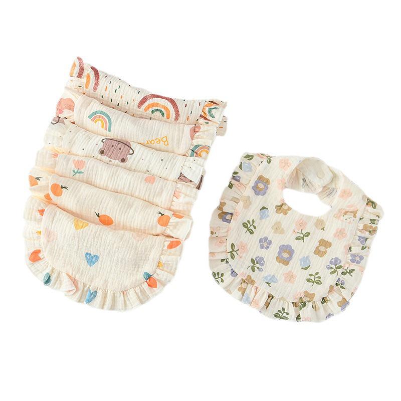 Ruffle Lace Waterproof Cotton Baby Bib (Seven-Layer Gauze)