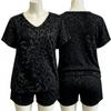 Summer European Streets Leopard Style Printed V-Neck Short Sleeved T-Shirt And Shorts Set Women's and Men's T-shirt Shorts Set