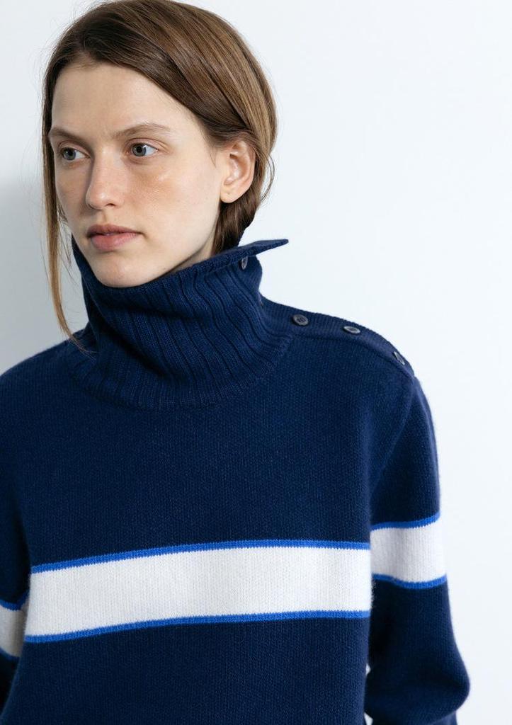 MOONDAL Women's High-Neck Sweater - New 2026 Autumn/Winter Striped Knitwear, Relaxed Fit, Korean Style