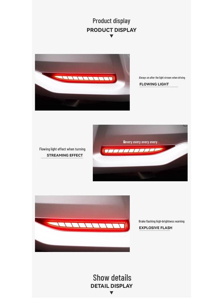 Sequential Turn Signal LED Brake Lights for 2019-2023 Toyota Corolla Rear Bumper