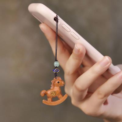 Keychain Pendant Wooden Horse Charm Phone Key Chain Symbols Lucky Wreath Bag Pedant Decorative Accessory