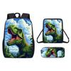 Dinosaur Print Animal Children School Backpack With Durable Material Oxford