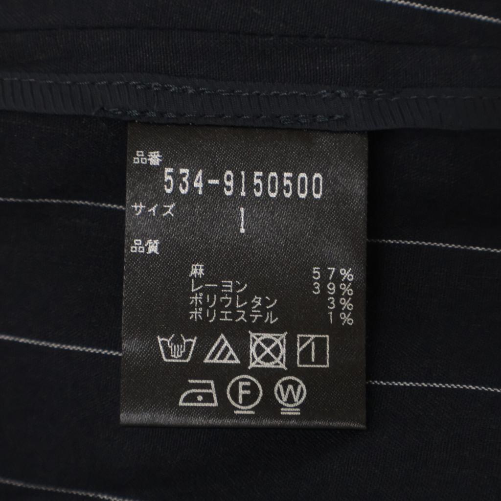 LE PHIL 534-9150500 Navy linen pinstripe collarless jacket Jacket 1 NavyUsed