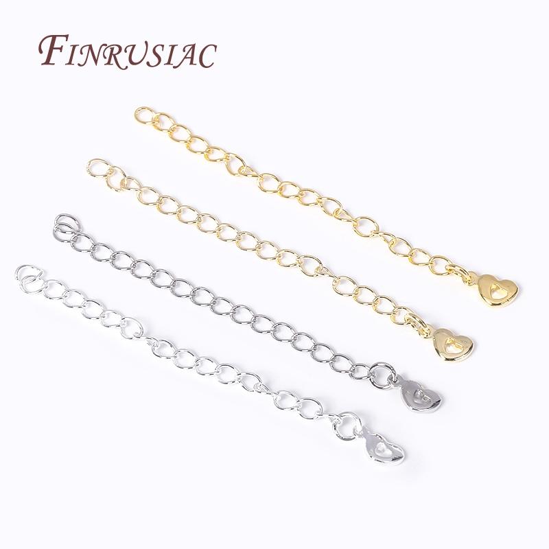 18K Gold Plated Brass Metal Extension Chains Bracelet Necklace Extend Tail Chains Connectors DIY Jewelry Making Findings