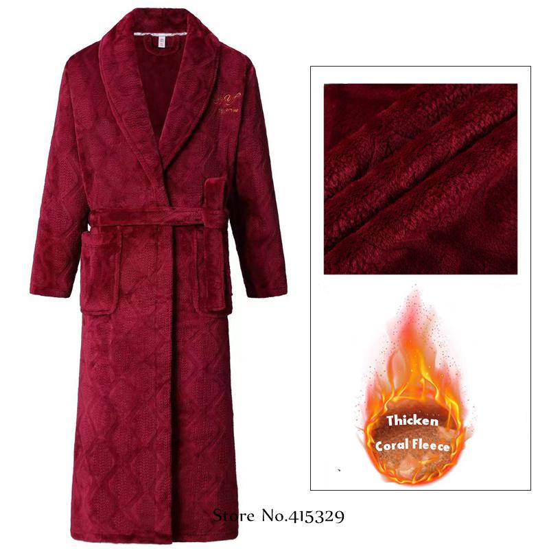 Coral Velvet Bathrobe Shower Kimono Robe Winter New Men's Home Wear Loose Thickened Pajamas