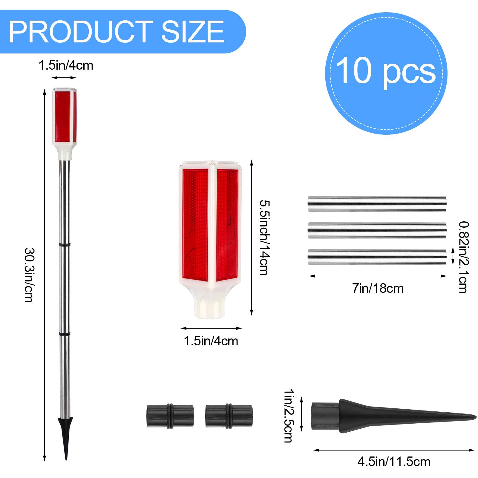 

10Pcs Solar Powered Driveway Markers Lights Red Solar Lights Outdoor Driveway Lights Landscape Driveway Reflectors On Poles For Snow Road Outdoor Yard 1