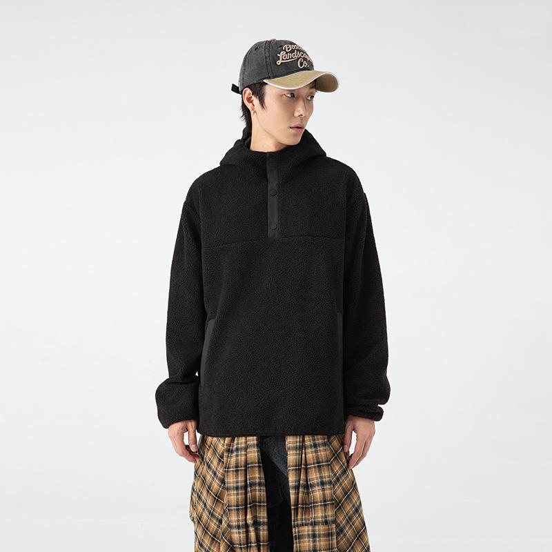 Men's sweatshirt autumn and winter new heavy hooded couple pullover sweatshirt plus velvet thickening loose trendy jacket top