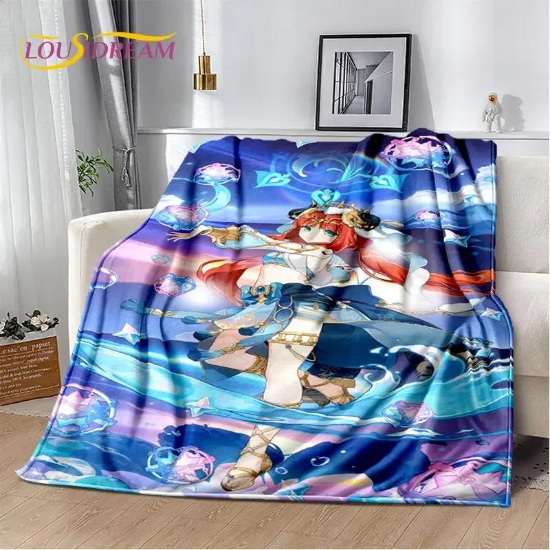Genshin Impact Cartone Animato Gioco Coperta Morbida di Peluche, Coperta di Flanella Coperta da Lancio per Soggiorno Camera da Letto Letto Divano Copertura da Picnic Bambini