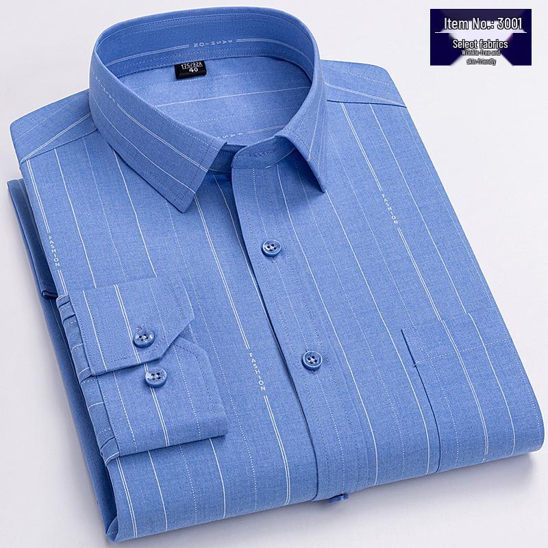2025 Summer Men's Breathable Non-Iron Plaid Long Sleeve Shirt for Middle-Aged Dads