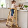 GINGER HOME Tour Montessori Enfant Pliable, Natural Solid Wood Learning Tower, Safe Kitchen Step Stool, 51x37x92 Cm