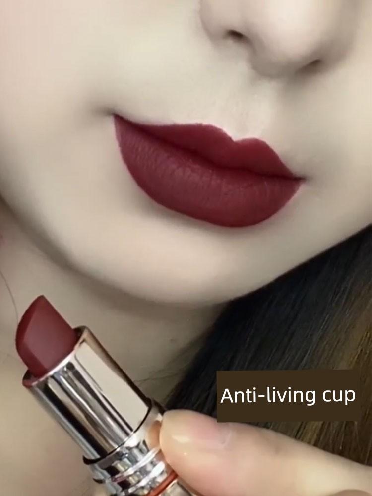 [Genuine Goods Official Flagship Store] Burgundy Lipstick Matte Finish Long-Lasting Yellow Skin White