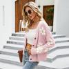 Women Preppy Autumn and Winter Loose Knit Cardigan Coat Fashion Outerwear Sweater