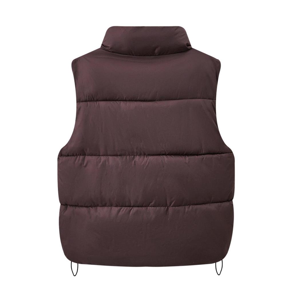 2025 Korean Unisex Casual Warm Stand Collar Short Loose Vest Jacket for Autumn/Winter