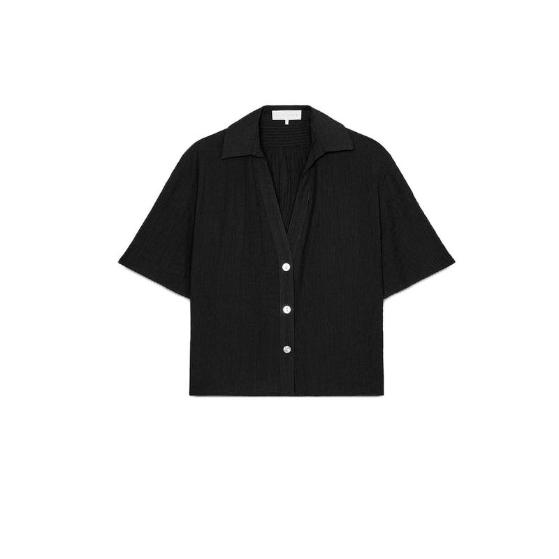 

Honeycomb Plaid Short sleeve Lapel Shirts 4387024 Series with Decoration Wide Leg High Waist Casual Trousers 4387022 Black Tops L