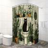 Black Cat Among Plants Waterproof Shower Curtain for Modern Bathroom Decor, Stylish and Durable, Perfect for Home Use
