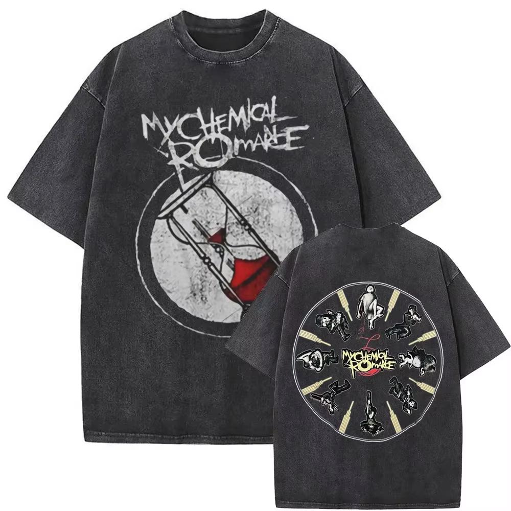 Tričko My Chemical Romance s vintage vzhledem Three Cheers Sweet Revenge Y2k s kulatým výstřihem