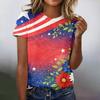 Women's Casual Fashion Short-Sleeve Raglan Sleeve Printed T-Shirt Top