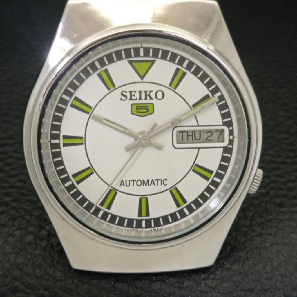 JAPAN VINTAGE SEIKO 5 AUTOMATIC 7009A MENS WHITE COLOR DIAL WATCH A702098-5 R208-a702098