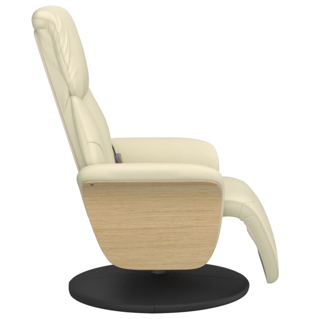 Massage Chair with Footrest Cream Faux Leather
